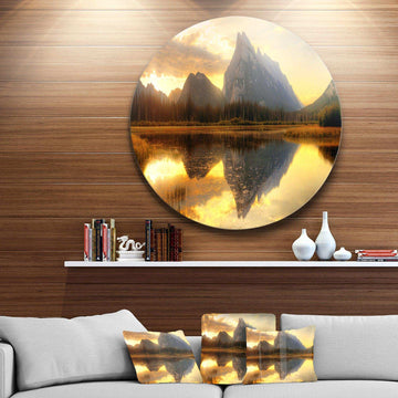 Vermillion Lake Sunrise in Banff Park - Landscape Circle Metal Wall Decor